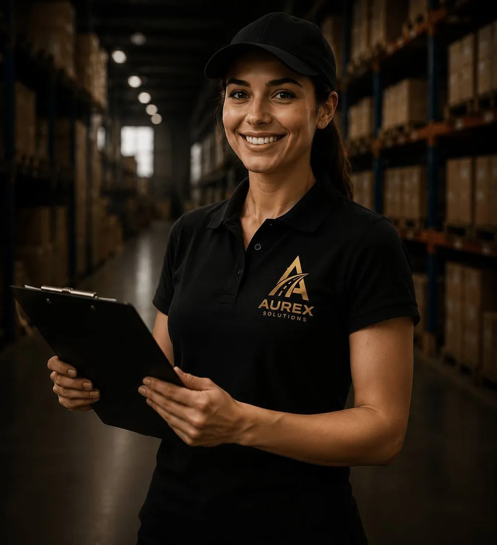 Konsultantka Aurex Solutions w magazynie